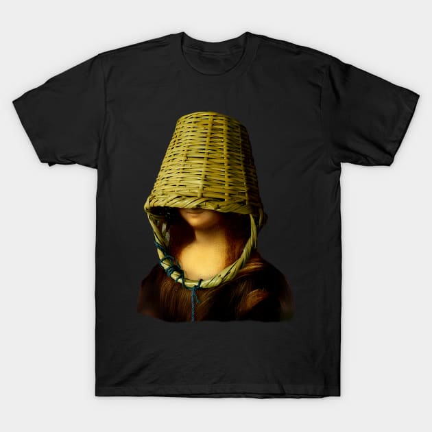 Silly Mona Lisa Head On A Basket T-Shirt by yevomoine